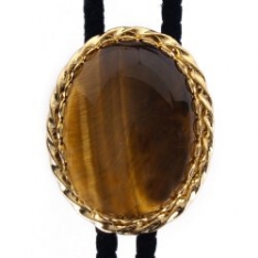 Tiger Eye Twisted Edge Bolo Tie