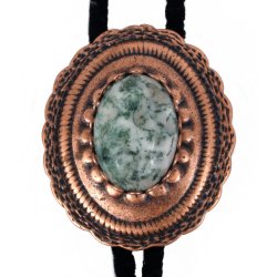 Tree Agate Concho Style Bolo Tie