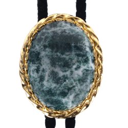 Tree Agate Twisted Edge Bolo Tie