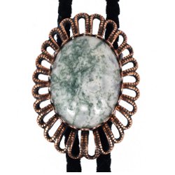 Tree Agate Wire Design Bolo Tie