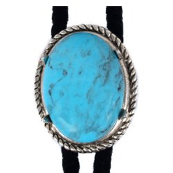 Turquoise Rope Edge Bolo Tie