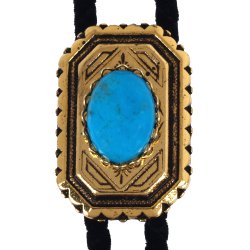 Turquoise Scalloped Edge Bolo Tie