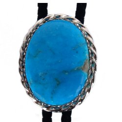 Turquoise Twisted Edge Bolo Tie