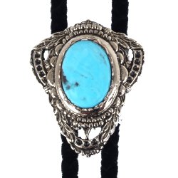 Turquoise Filigree Style Bolo Tie