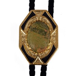 Unakite Bezel Edge Bolo Tie