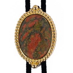 Unakite Premium Beaded Edge Bolo Tie