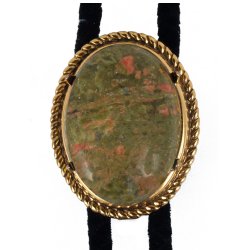 Unakite Rope Edge Bolo Tie