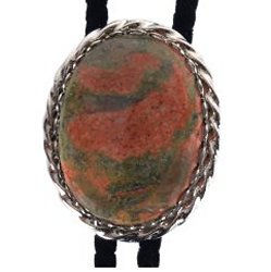 Unakite Twisted Edge Bolo Tie