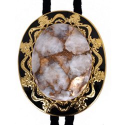 White Calcite Antique Design Bolo Tie