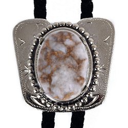 White Calcite Classic Cowboy Bolo Tie