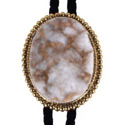 White Calcite Beaded Edge Bolo Tie