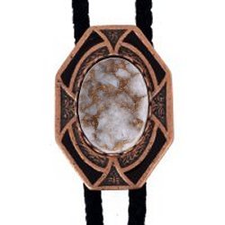 White Calcite Bezel Edge Bolo Tie