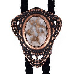 White Calcite Filigree Style Bolo Tie