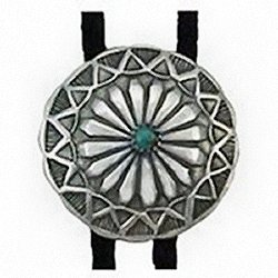 Silver Concho Bolo Tie - Round Star Design