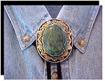 African Jade Antique Design Bolo Tie