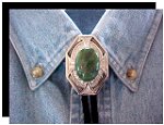 African Jade Bezel Edge Bolo Tie