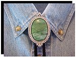 African Jade Premium Beaded Edge Bolo Tie