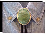 African Jade Twisted Edge Bolo Tie