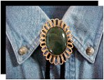African Jade Wire Design Bolo Tie