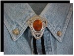 Amber Filigree Style Bolo Tie