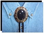 Black Onyx Antique Design Bolo Tie