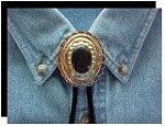 Black Onyx Concho Style Bolo Tie