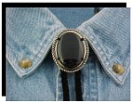 Black Onyx Rope Edge Bolo Tie