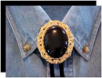 Black Onyx Antique Scroll Bolo Tie