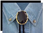 Black Onyx Twisted Edge Bolo Tie - Large