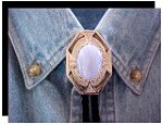Blue Lace Bezel Edge Bolo Tie