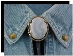 Blue Lace Rope Edge Bolo Tie
