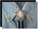 Blue Lace Filigree Style Bolo Tie - Silver-tone
