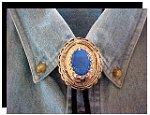 Blue Onyx Concho Style Bolo Tie
