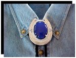 Blue Onyx Horseshoe Design Bolo Tie
