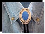Blue Onyx Bezel Edge Bolo Tie