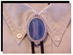 Blue Onyx Premium Beaded Edge Bolo Tie