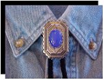 Blue Onyx Scalloped Edge Bolo Tie