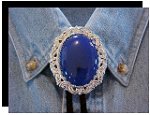 Blue Onyx Antique Scroll Bolo Tie