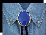 Blue Onyx Twisted Edge Bolo Tie - Gold
