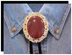 Carnelian Antique Scroll Bolo Tie