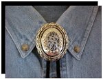 Dalmatian Jasper Concho Style Bolo Tie
