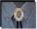 Dalmatian Jasper Bezel Edge Bolo Tie