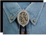 Dalmatian Jasper Premium Beaded Edge Bolo Tie