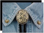 Dalmatian Jasper Rope Edge Bolo Tie