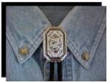 Dalmatian Jasper Scalloped Edge Bolo Tie
