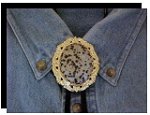 Dalmatian Jasper Antique Scroll Bolo Tie