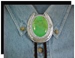 Mojave Green Turquoise Horseshoe Design Bolo Slide