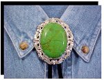 Mojave Green Turquoise Antique Scroll Bolo Tie