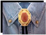 Goldstone Bezel Edge Bolo Tie - Gold