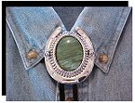 African Jade Horseshoe Design Bolo Tie